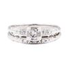 Image 2 : 14KT White Gold 0.30 ctw Diamond Vintage Lady's Wedding Set