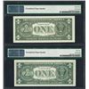 Image 2 : MATCHING LOW SERIAL NUMBERS 1977 & 1981 $1 Federal Reserve Notes PMG Unc. 63/65E