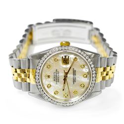 Rolex Unisex Datejust 18KT Yellow Gold & Steel 36mm MOP Diamond Dial Watch