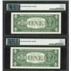 Image 2 : Lot of (2) 1957A $1 Silver Certificate Notes PMG Superb Gem Unc. 67EPQ