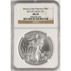 2011-(S) $1 American Silver Eagle Coin NGC MS69