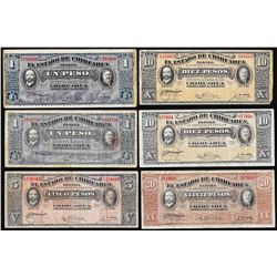Lot of  (6) 1915 El Estado de Chihuahua, Mexico Notes