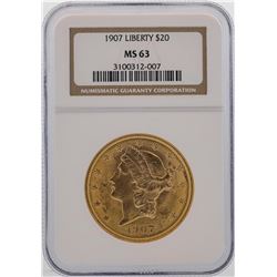 1907 $20 Liberty Head Double Eagle Gold Coin NGC MS63