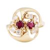 Image 2 : 14KT Yellow Gold 1.20 ctw Diamond and Ruby Ring