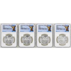 Lot of (4) 1982Mo Mexico Libertad Onza Silver Coins NGC MS65