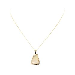 14KT Yellow Gold 8.65 ctw Opal And Diamond Pendant & Chain