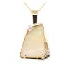 Image 2 : 14KT Yellow Gold 8.65 ctw Opal And Diamond Pendant & Chain