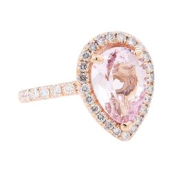 14KT Rose Gold 3.04 ctw Morganite And Diamond Ring
