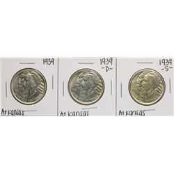 Set of 1939-P/D/S Arkansas Centennial Commemorative Half Dollar Coin