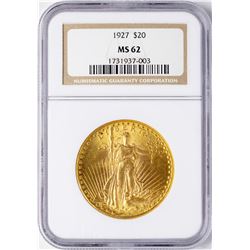 1927 $20 St. Gaudens Double Eagle Gold Coin NGC MS62