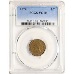 1872 Indian Head Cent Coin PCGS VG10