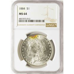 1884 $1 Morgan Silver Dollar Coin NGC MS64
