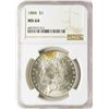 Image 1 : 1884 $1 Morgan Silver Dollar Coin NGC MS64