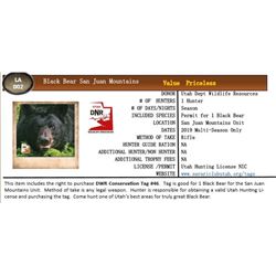 2019 Utah San Juan Mountains Black Bear Tag