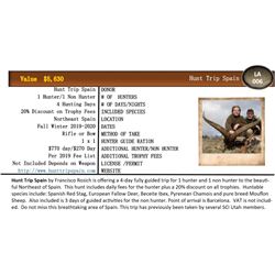 Spanish 4 Day Hunt for Spanish Red Stag, European Fallow Deer, Beceite Ibex Chamois or Mouflon