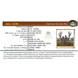 Argentina LaPampa Region Hunt for Red Stag, Water Buffalo, Mouflo, Fallow Deer, Axis Deer or Black B