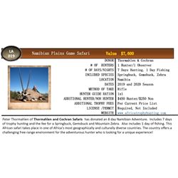 7 Day Namibian Plains Game Safari