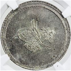 TURKEY: Abdul Mejid, 1839-1861, AR 3 kurush, Kostantiniye, AH1255 year 2. NGC MS62