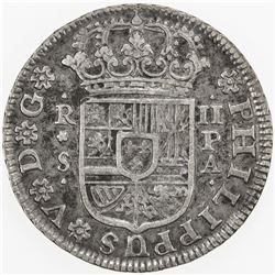 SPAIN: Philip V, 1700-1746, AR 2 reales, Seville, 1734 PA