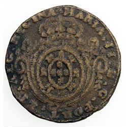 TERCEIRA (AZORES): Maria II, in exile, 1828-1833, 80 reis, 1829. VF