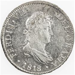 PERU: Fernando VII, 1808-1822, AR 2 reales, 1818. AU