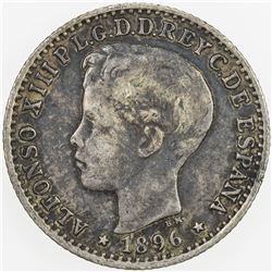 PUERTO RICO: Alfonso XIII, 1886-1898, AR 10 centavos, 1896. VF
