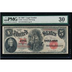 1907 $5 Legal Tender Note PMG 30