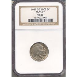 1937-D Buffalo Nickel NGC VF30