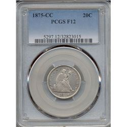 1875-CC Seated Liberty 20 Cent Coin PCGS F12