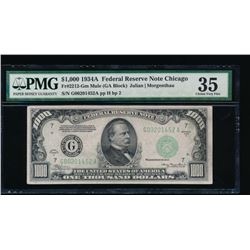 1934A $1000 Chicago Federal Reserve Note PMG 35