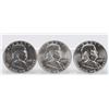 Image 1 : Lot of (3) 1951, 1957, 1958 Franklin Half Dollars