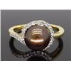 Image 2 : 14KT Yellow Gold 8.37mm Chocolate Pearl and Diamond Ring