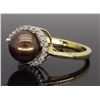 Image 3 : 14KT Yellow Gold 8.37mm Chocolate Pearl and Diamond Ring