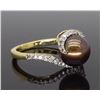 Image 4 : 14KT Yellow Gold 8.37mm Chocolate Pearl and Diamond Ring