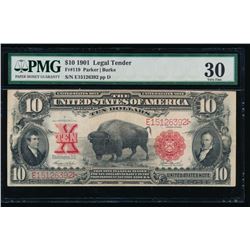 1901 $10 Bison Legal Tender Note PMG 30