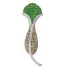 Image 1 : 14KT White Gold 2.80ctw Tsavorite and Diamond Brooch