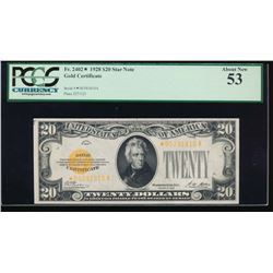 1928 $20 Gold Certificate Star Note PCGS 53