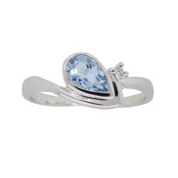 10KT White Gold Aquamarine and Diamond Ring