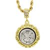 Image 1 : PLATED 14KT Gold CZ Peso Pendant with Chain