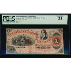 1861 $1 Augusta Insurance and Banking Obsolete Note PCGS 25
