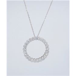18KT White Gold 0.80ctw Diamond Pendant with Chain