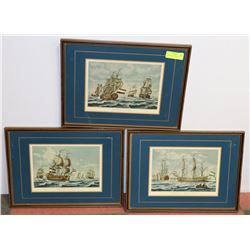 3 VINTAGE NAVAL PRINTS 18 3/4 X 14 1/4