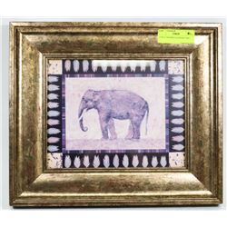 15"X13" FRAMED ELEPHANT ART.