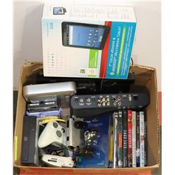 BOX OF ASSORTED STORAGE LOCKER FIND ELECTRONICS