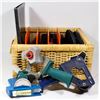 Image 1 : BASKET BIN OF OFFICE SUPPLIES INCLUDING