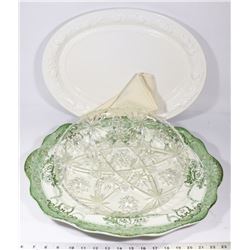 LOT OF 3, ROXBURY PORCELAIN TURKEY SERVING PLATTER