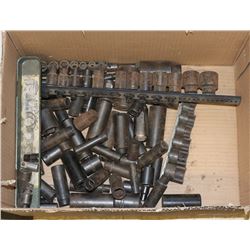 BOX OF ASSORTED SOCKETS.