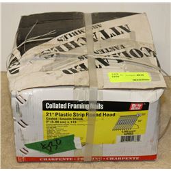 CASE OF COLLATED FRAMING NAILS 21 DEGREE PLASTIC