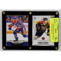 TWO CONNOR MCDAVID HOCKEY CARDS IN PRO DISPLAY