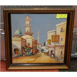 PAINTING OF MIDDLE EASTERN SCENE.